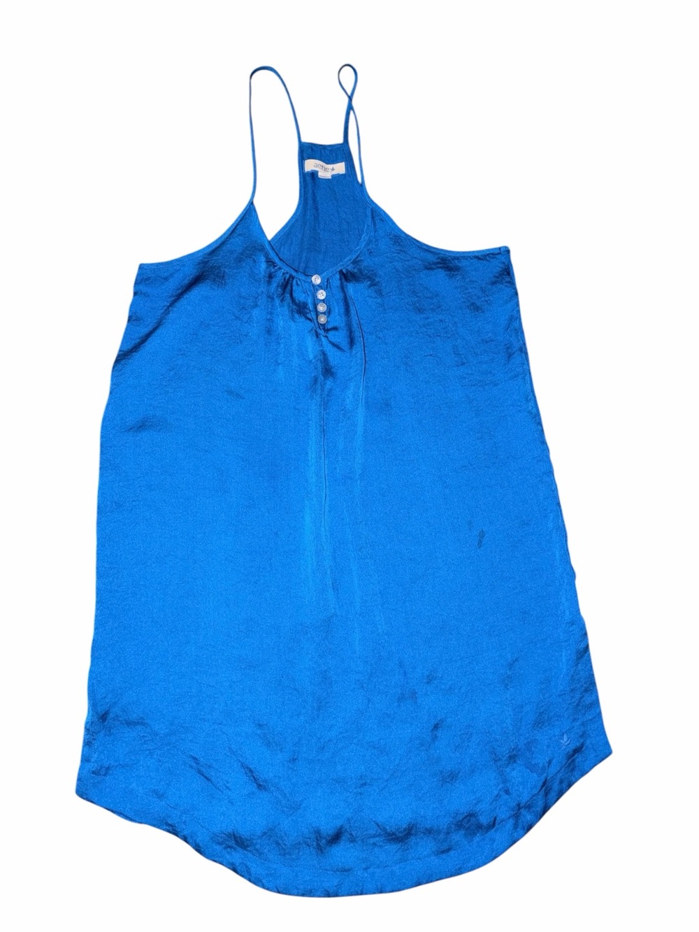 Vintage Y2K Aerie Roy Blue Satin Racerback Nightie Slip Dress Medium Lingerie